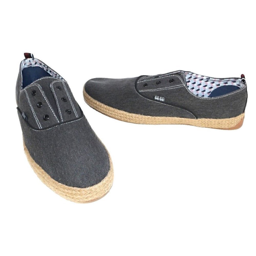 BEN SHERMAN gray canvas laceless loafers slip on shoes men's size 12 NEW NO TAGS